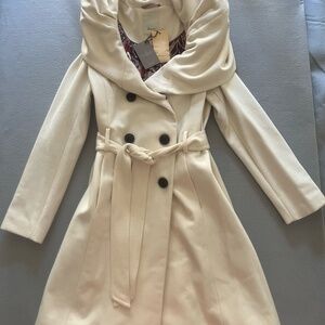 ✨ NWT ✨ Elevenses Anthropologie Cream Wool Wrap Coat - Medium